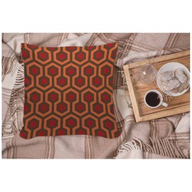 WONDERTIFY Hexagon Geometric Cushion Cover Trellis Polygon Decorative Throw Pillow Covers For Couch, Bed Sofa Pillows Case Red Orange Dark Brown 45X45 Cm