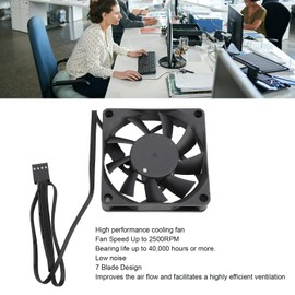 4 Pin PWM Fan, 70mm Computer Case Fan with 7 Blade, 2500RPM, Intelligent Temperature Control, Dual Ball Bearing Cooling Fan for PC Cases