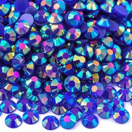 Blinginbox 1500pcs 5mm AB Resin Flatback Rhinestone for Crafting,Flatback Round Jelly Rhinestones Bedazzling Non Hotfix Crystal Gems for Nails Face Makeup Tumblers Mugs DIY Crafts.(Sapphire AB)