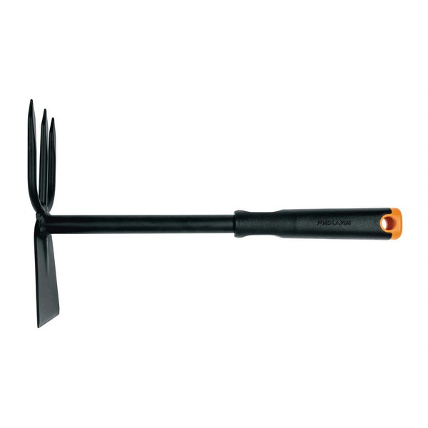 Fiskars Ergo Cultivator Hoe, Sharpened Hoe Blade, Length 30.5cm, Rust-Resistant