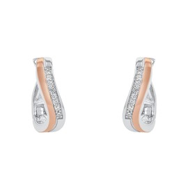 Amor 2022492 Women's Creole Earrings 925 Sterling Silver with Synthetic Zirconia 1.5 cm Bi-Colour Comes in Jewellery Gift Box, Sterling Silver, Created Cubic Zirconia