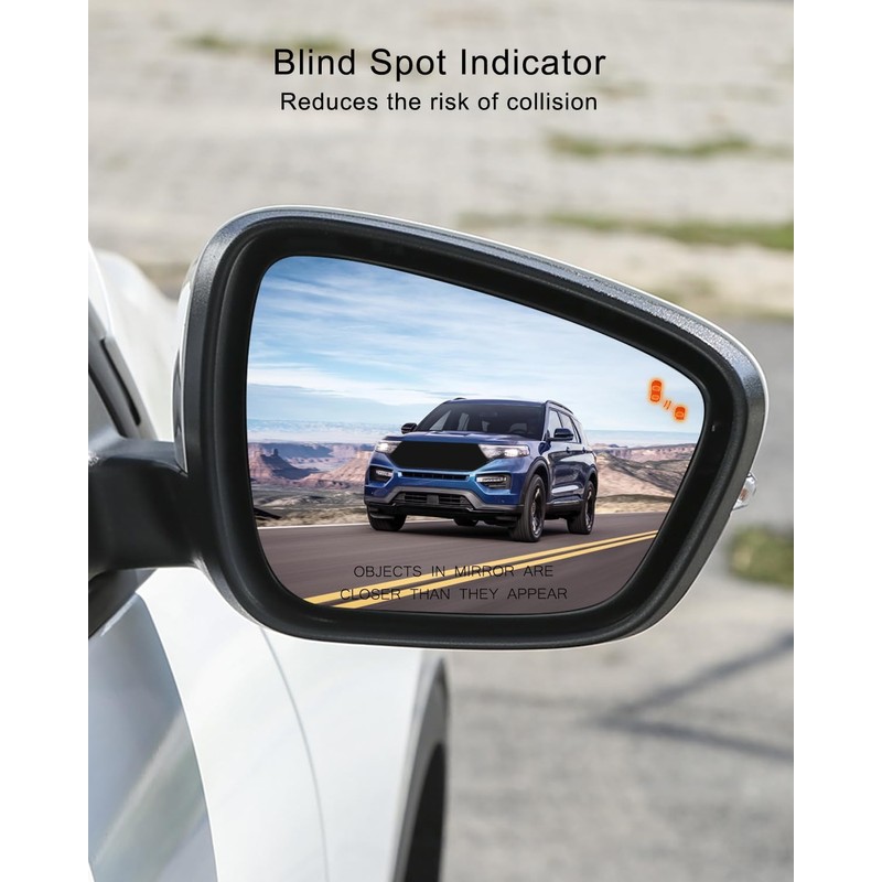 Right Passenger Side Mirror Glass Power Heated w/Blind Spot Detection