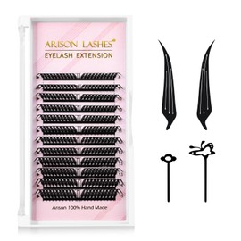 Arison Lashes Premade Fan Anime Lashes Fans False Eyelash Russian Extension Volume Fluff Natural Cat Eye Lashes(Slant Fan-D-8-15Mix)