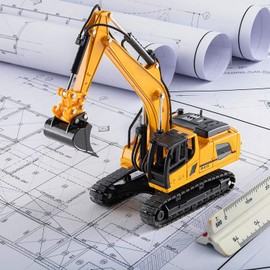 Gemini&Genius Excavator 1：60 Scale Die-cast Articulated Dump Truck Engineering Vehicle Construction Alloy Model Toys for Kids and Decoration for House (Brown)