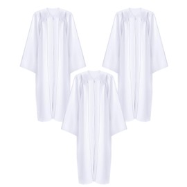 Toulite 3 Pcs Christmas Unisex Matte Choir Robes for Church White Baptism Gown Confirmation Pulpit Pastor Judge Costume Adult(Size 57 Plus)