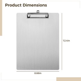 Stainless Steel Clipboard, Magnetic Whiteboard for Fridge, 1mm Thick, A4 Size with 4 Magnetic Strips, Fingerprint Resistant, Qquality Write Surface
