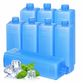 Ice Packs for Lunch Boxes Cooler 8Pcs Reusable Ice Blocks for Swamp Cooler and Portable Air Conditioner Fan, Freezer Packs Blue Freezer Blocks for Camping Picnic Cooler Bags Outdoor Use