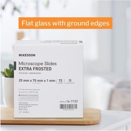 McKesson Microscope Slides, Extra-Frosted, Flat Glass, Ground Edges, 25 mm x 75 mm x 1 mm, 1440 Count