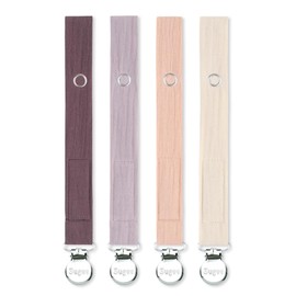 Correa de clip para chupete para bebé, unisex, para 4 unidades, juego de regalo con colores lisos neutros; clips de chupete de lino suave; correa de tela con clip que mantiene los chupetes y mordedores en su lugar (rosa
