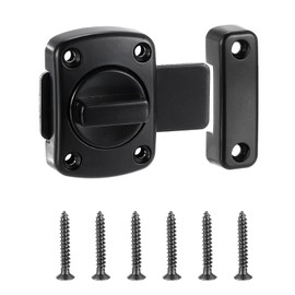 PATIKIL Rotary Bolt Latch, 180 Degree Switch Safety Door Lock from Inside Barn Door Lock Latch Sliding Door Lock for Bedroom Bathroom Inside, Black