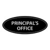 Signs ByLITA Oval Principal's Office Sign (Black/Silver) - Large