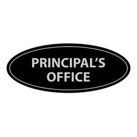 Signs ByLITA Oval Principal's Office Sign (Black/Silver) - Large