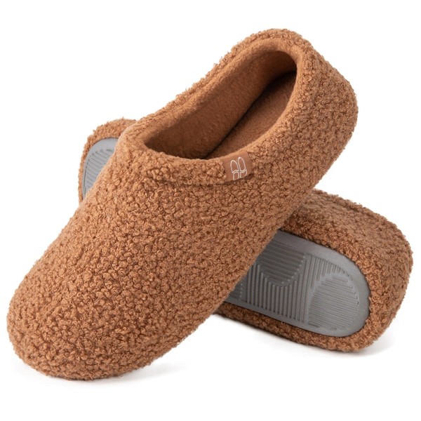 HomeTop, Unisex Indoor Lightweight Room Shoes with Memory Foam, Anti-Slip Washable Slippers, Tan