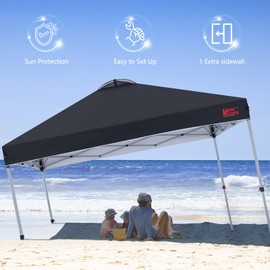 MASTERCANOPY Durable Pop-up Canopy Tent with 1 Sidewall (10'x10',Black)
