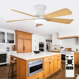 Depuley Ceiling Fans with Lights for Bedroom: 42 Inch Wood Low Profile Ceiling Fan with Light and Remote - Reversible Flush Mount Fan - Dimmable Small Ceiling Fan Indoor Outdoor