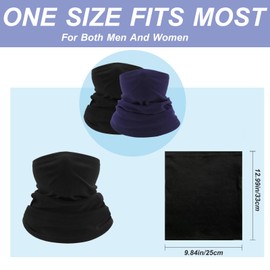 Beurlike 2 PCS Winter Neck Warmer Fleece Neck Gaiter Warm Balaclava Windproof Face Scarf Cover for Men & Women Outdoor Sports(Black+Navy)