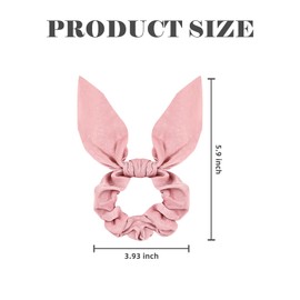 Yonchic 6-Piece Fashion Rabbit Ear Bow Hair Scrunchies for Women & Girls, Cute Satin Scarf Ponytail Holder Hair Ties, Elastic Hair Accessories for Women's Thin & Thick Hair (Solid Color)