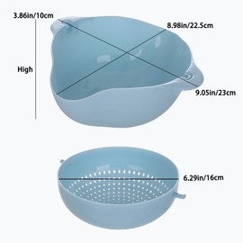 Rowcay Double Drainer Basket, 1pcs Pack Double Rotatable Colander, Vegetable Strainer, Fruit Wash Bowl, Sink Drainer Strainer, Kitchen Strainer