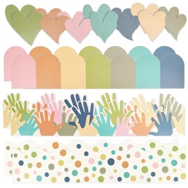 Boho Bulletin Board Borders, 80 Pcs Classroom Bulletin Board Stickers, Colorful Scalloped Border Trim for School, Office, Classroom, Chalkboard, Desk Decorations (91.8 Ft)