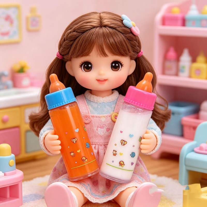 Doll Disappearing Liquid Bottles Set, 2 Pack, 4.9 Inch, White
