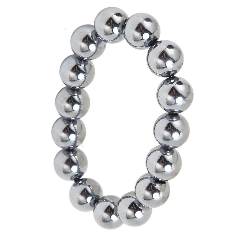 14mm Terahertz Stone Bracelet Promote Circulation Round Beads Chian Bracelet