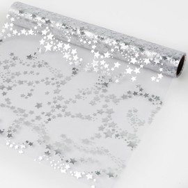 Table Runner Christmas Stars Table Runner Transparent Silver 28 cm x 5 m Table Runner Organza for Christmas Birthdays Advent Season Gift DIY