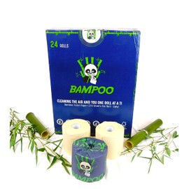 Bampoo Premium Bamboo Toilet Paper 24 Roll Pack Tree Free Chemical Free Unbleached Jumbo Rolls