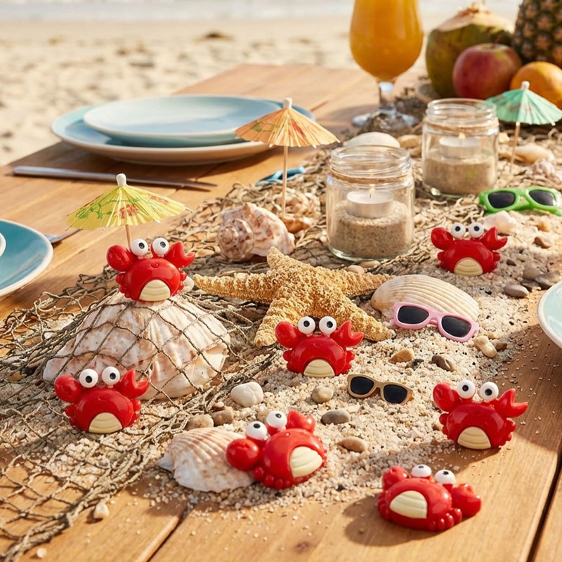 Goktvai 50pcs Mini Crab Figurines, Realistic Plastic Crab Decor Tiny