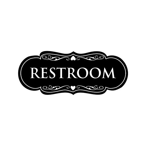 Designer Restroom Sign - Black - Medium