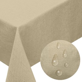 Tablecloth (Square 110 x 140 cm, Sand) Rectangular Tablecloth Washable, Outdoor Rectangular Garden Tablecloth Rectangular