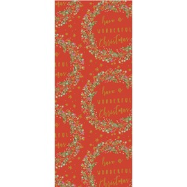 Wonderful Wreath RED Christmas Glick Tissue Wrap Wrapping Paper - 500x750mm x 4 Sheets