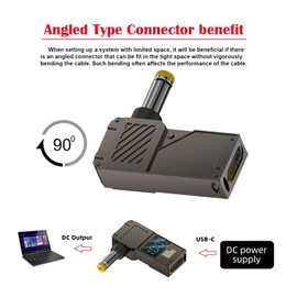 NFHK USB C to DC Adapter,USB C Female to DC 4.8x1.7mm HP Barrel Jack Plug PD 100W Laptop Fast Charging Adapter with Wattage Display