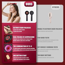 Red Hair Massager, Scalp Massager, Multi-Function Electric Scalp Massage Comb for Hair, Cordless Waterproof Oil Diffuser Massage Comb