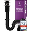 Black Siphon Sink Drain Fitting with Overflow, Pop Up +