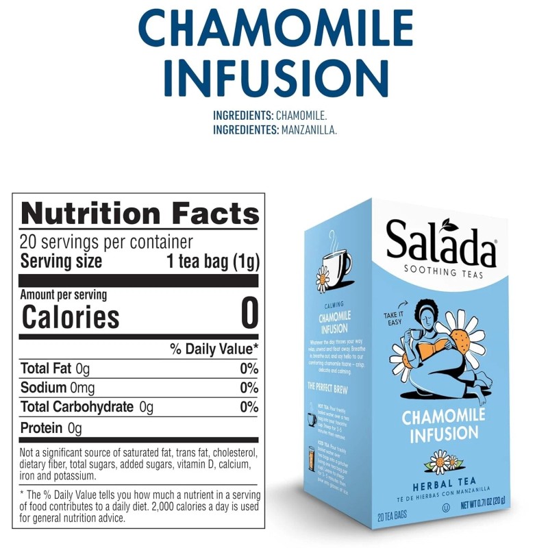 Salada Soothing Teas - Chamomille Herbal Tea - (20) Bags