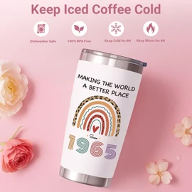 NOOMII Funny 60th Birthday Gifts for Women | Perfect 60th Birthday Gifts for Her | 20 oz Stainless Steel Tumbler Cup, Socks with Card