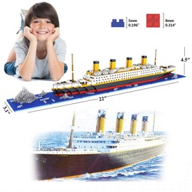 BIDIUTOY BIDIUTOY Titanic Ship Model Building Block Set, 3D Puzzle Sets DIY Educational Toys, Bricks Toy, with 1860Pcs Micro Mini Blocks, Ideal Gift for Kids and Adults
