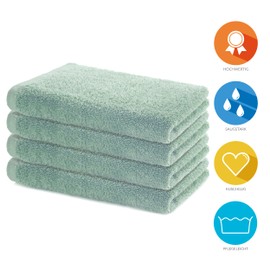 Lavea Set of 4 hand towels, 40 x 70 cm, soft and absorbent guest towels made of 100% cotton, Oeko-Tex 100 certified, washable at 60 degrees, ideal for bathroom, guest toilet, sports & fitness