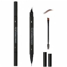 Waterproof Eyebrow Pen for Sparse Eyebrows, 2-in-1 Dual-Ended Eyebrow Pencil with Curved and Precise Tip, Smudge-Proof, Lightweight and Non-clumping, Beginner-friendly, Long Lasting (Dark Brown)