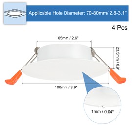 PATIKIL Metal Ceiling Cover Plate, Recessed Light Trim Wall Mount Downlight Hole Cap Decorative Panel with Spring Clips Suitable for 2.8-3.2inch Round Hole Openings, Matte White