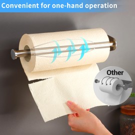 ZUNTO Paper Towel Holder Under Cabinet - Self Adhesive & Drilling, Stainless Steel Wall Mount Paper Towel Rack, One Hand Tear