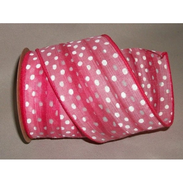 Reliant ribbon 10 yd. roll RED DOT TEXTURE WIRE EDGE