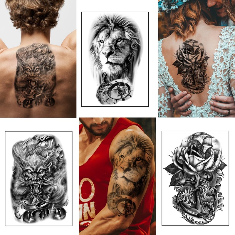 Yazhiji 36 Sheets Temporary Tattoos Stickers, 12 Sheets Fake Body