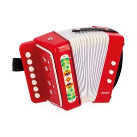 Janod Gioia J07654 Accordion Musical Instrument for Children's Role Play and Early Education, with Strap for Ages 3 and Above, Multicoloured