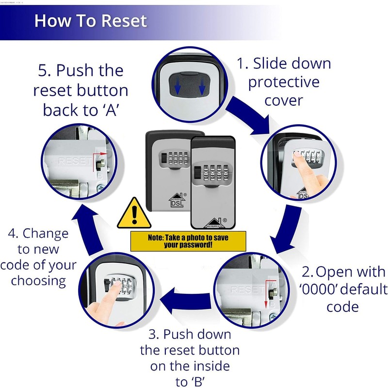 DSL Key Safe Wall Mounted, Waterproof Outdoor 4 digit Combination