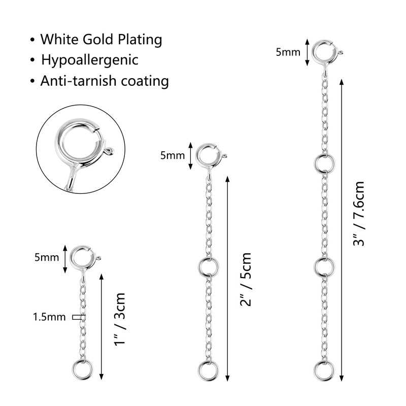 Bracelet Extender Durable White Gold Extenders for Necklace Bracelet Anklet