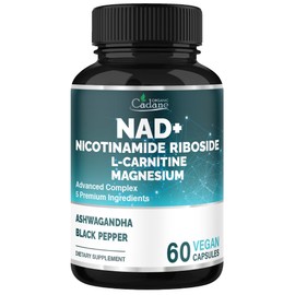 Organic Cadane Nicotinamide Riboside Supplement with L-Carnitine, Magnesium Glycinate, Ashwagandha, Black Pepper | Cellular Health & Wellness Support | Vegan, Non-GMO – 60 Capsules – 30-Day Supply