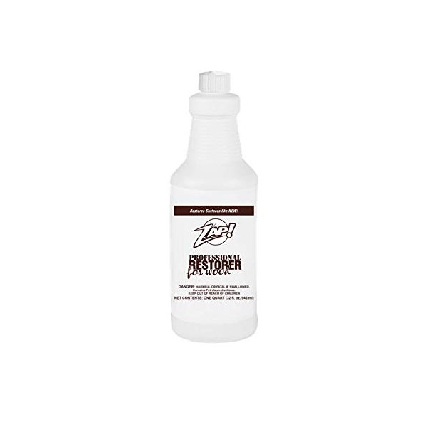 Zap Professional Wood Cleaner and Restorer - 32 oz Bottle - Clean, Polish, and Restore Wooden Furniture and Hardwood Floors - Kitchen Cabinet and Table Deep Wood Cleaner for Heavy Duty Cleaning