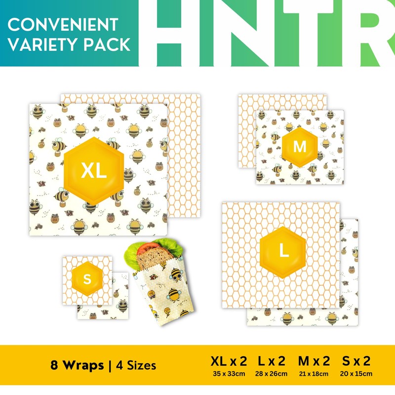 HNTR Organic Beeswax Wraps - Set of 8 | 4