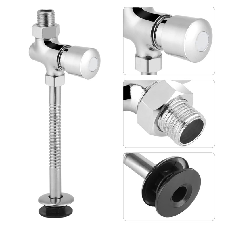 Urinal Flush Valve with Button, Manual Delay, Automatic Shut-Off Toilet